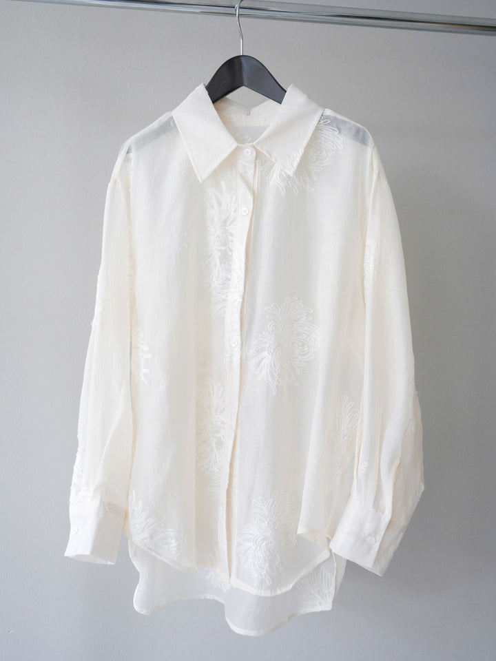 [SET]シアーエンブロイダリーシャツ+ダブルボタンドレープパンツ(2set)