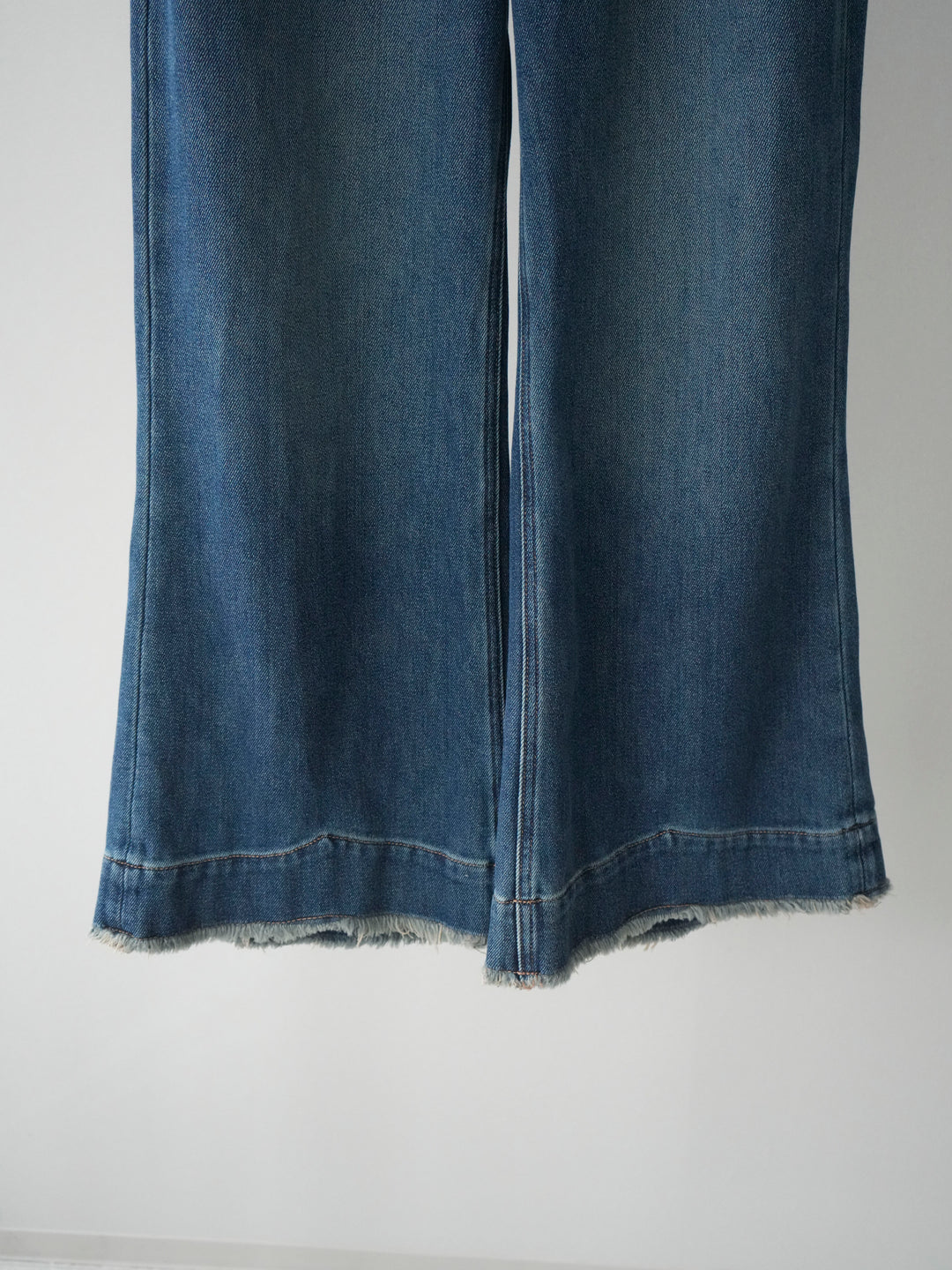 [SET]モヘア衿付きボタンプルオーバー+裏起毛裾フリンジワイドデニムパンツ(2set)