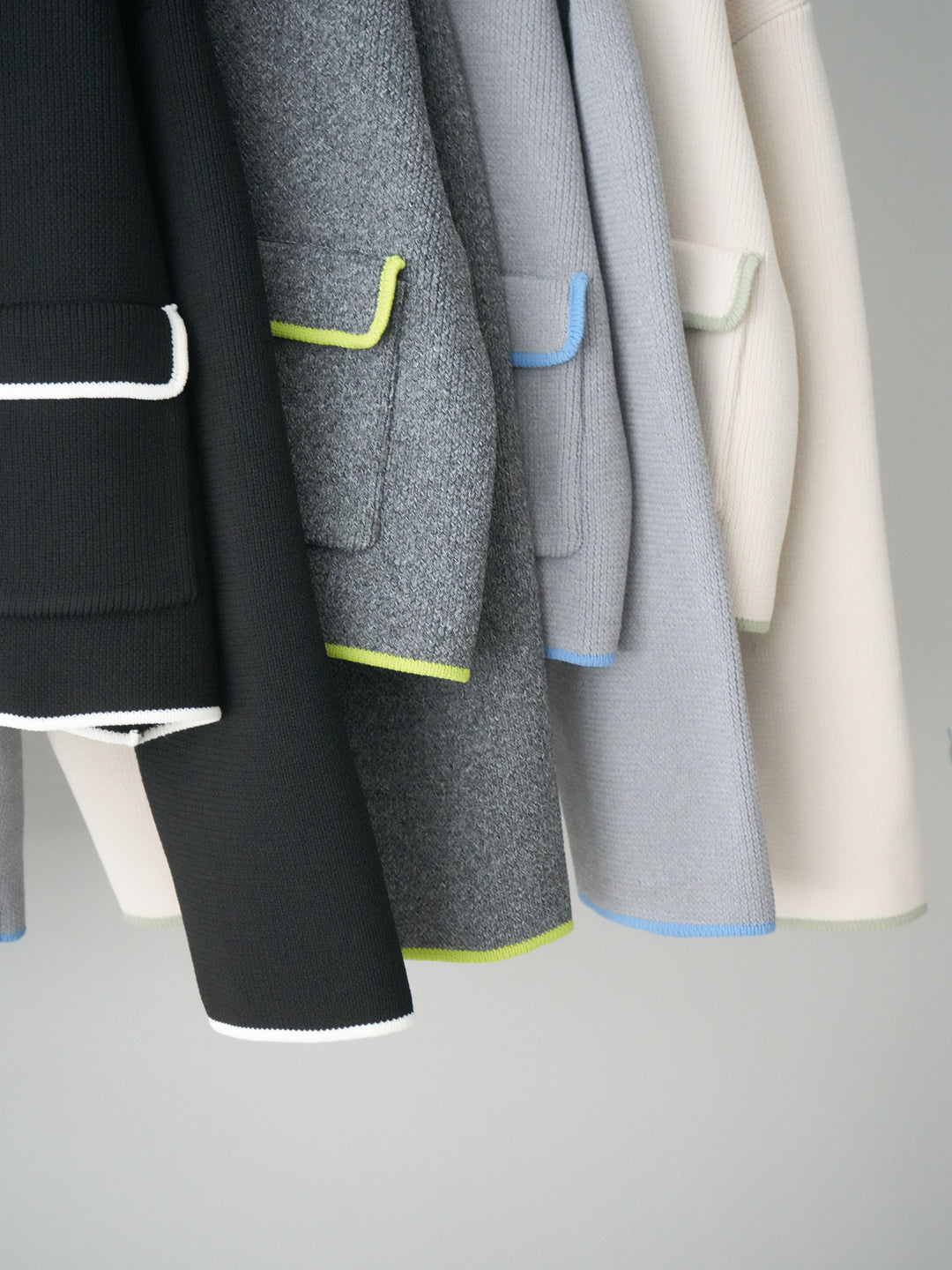 [SET]ポリエステル配色ニットカーディガン+ウエストレースタックワイドパンツ(2set)