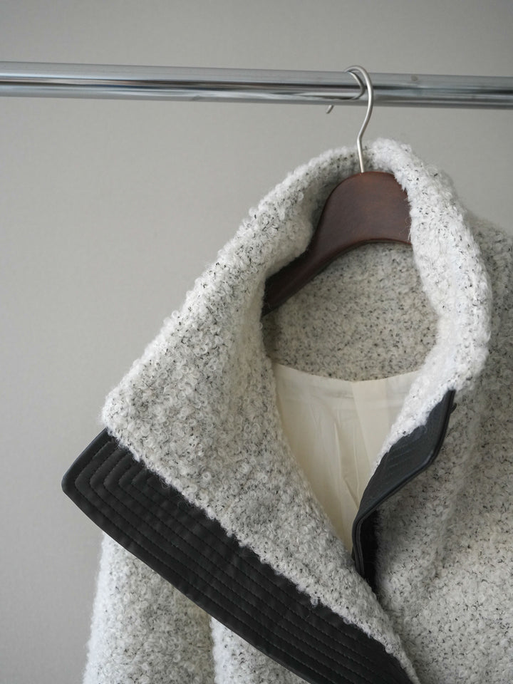 [SET]レザー切替ブークレブルゾン+ブークレミニスカート(2set)