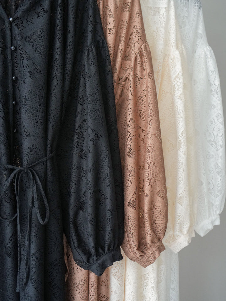 [SET]シアーレースロングガウン+シアーレースイージーパンツ(2set)