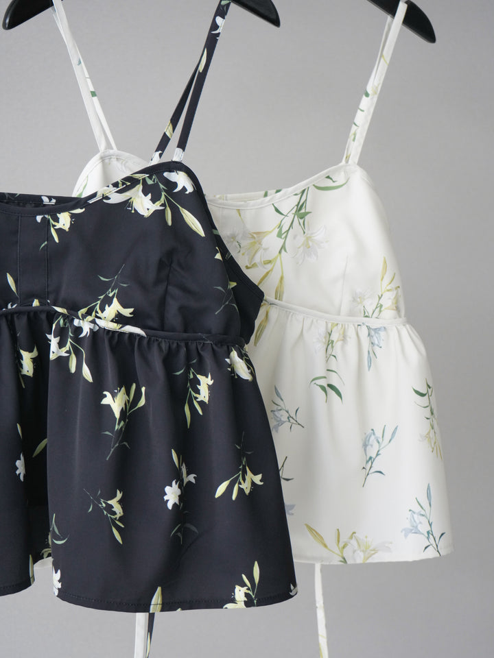 [SET]フラワープリントキャミソール+フラワープリントタックパンツ(2set)