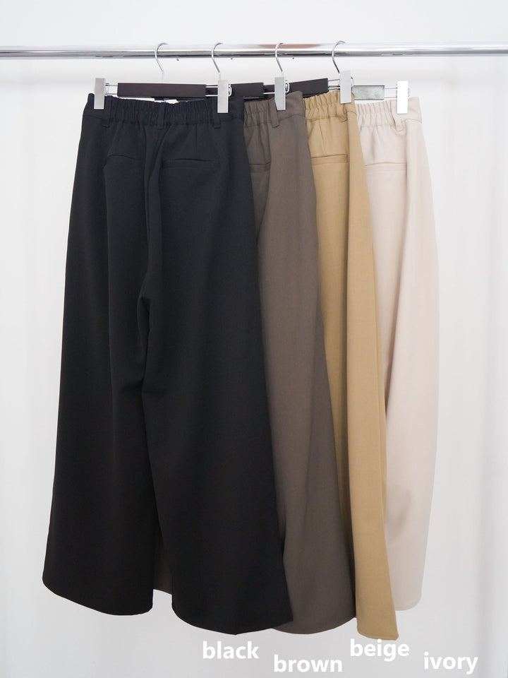 【套裝】短袖褶皺荷葉邊襯衫+縐綢褶襉闊腿褲（兩件套）