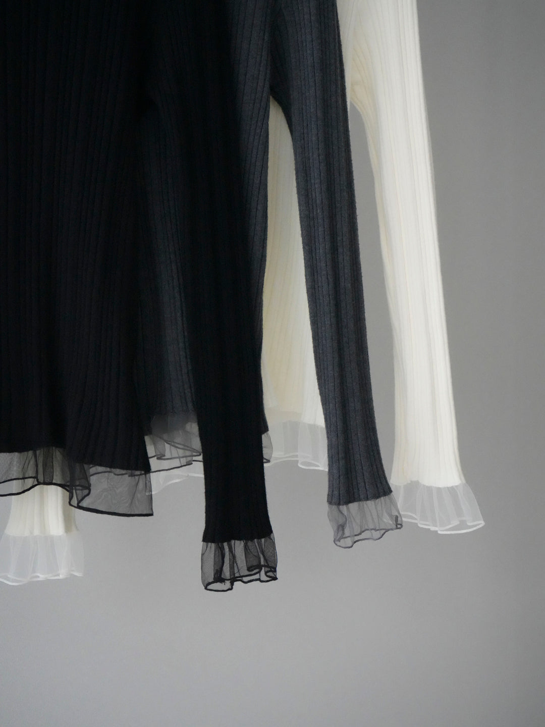 [SET]チュールドッキングリブニットトップス+チュールドッキングリブニットトップス(2set)