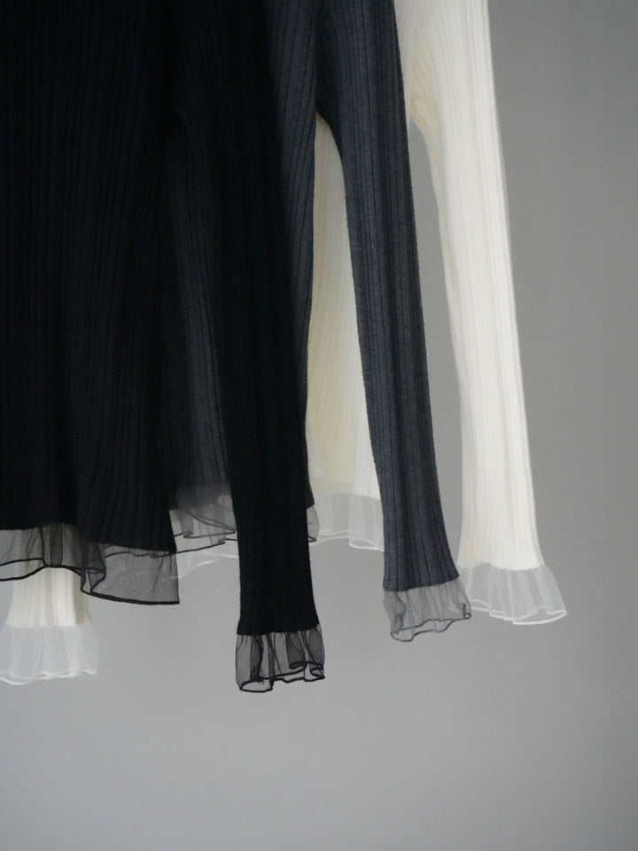 [SET]チュールドッキングリブニットトップス+チュールドッキングリブニットトップス(2set)