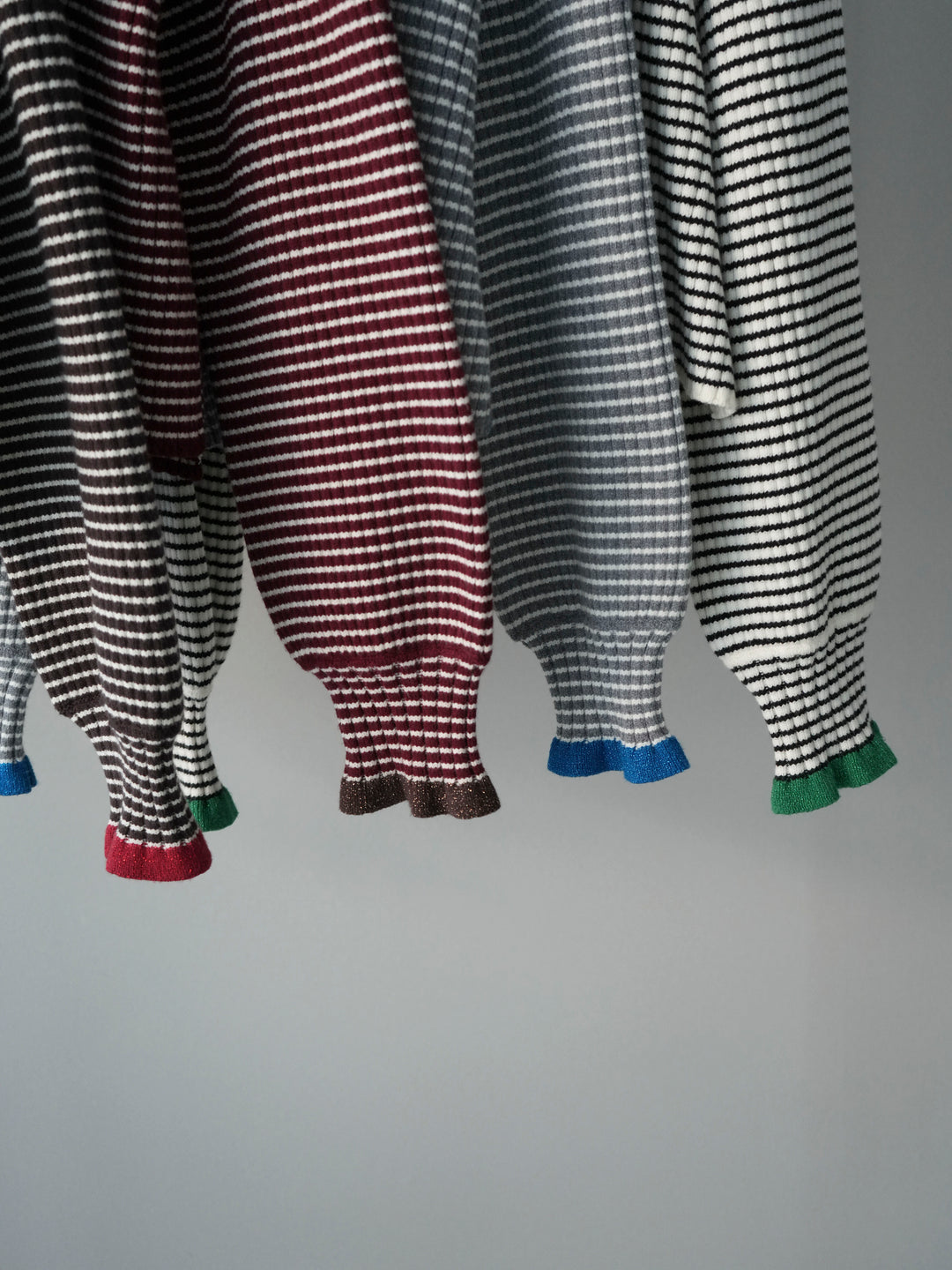 [SET]ラメ異素材ボーダーリブニットプルオーバー+ラメ異素材ボーダーリブニットプルオーバー(2set)