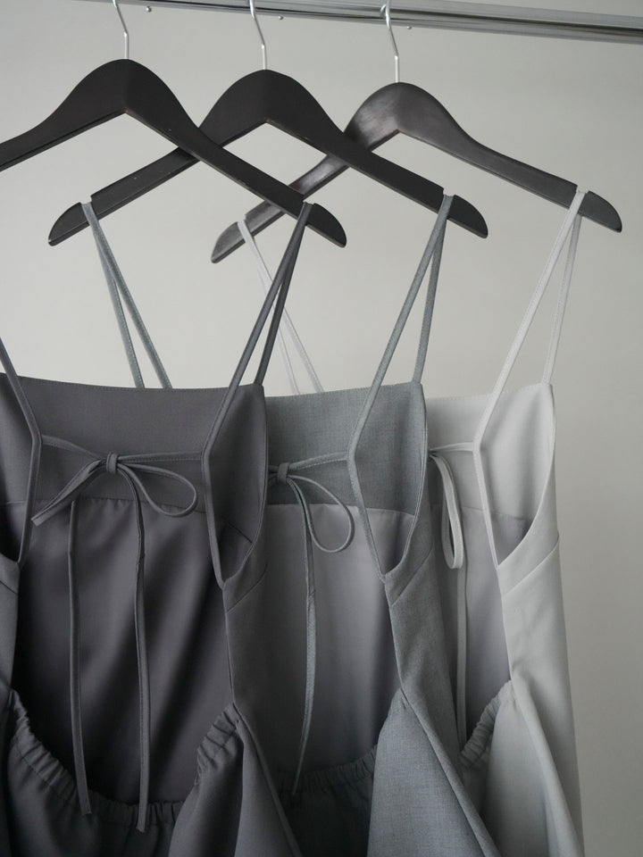 [SET]バックリボンバルーンチュニックキャミ+サイドレースポンチワイドパンツ(2set)