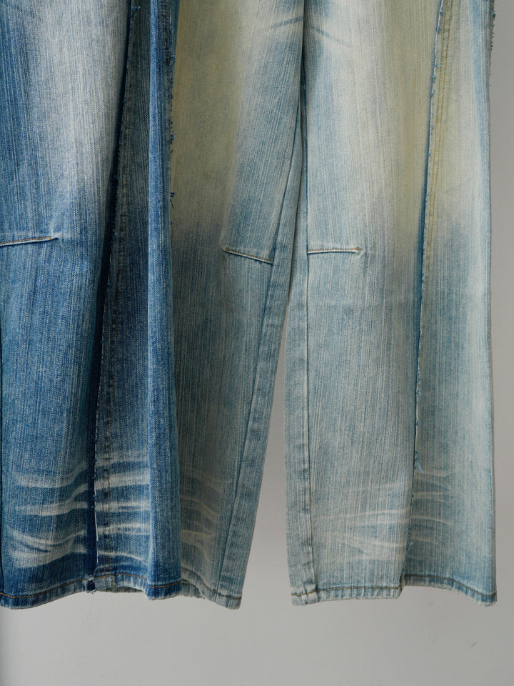 [SET]フリルティアードTEE+縦ウォッシュワイドデニムパンツ(2set)