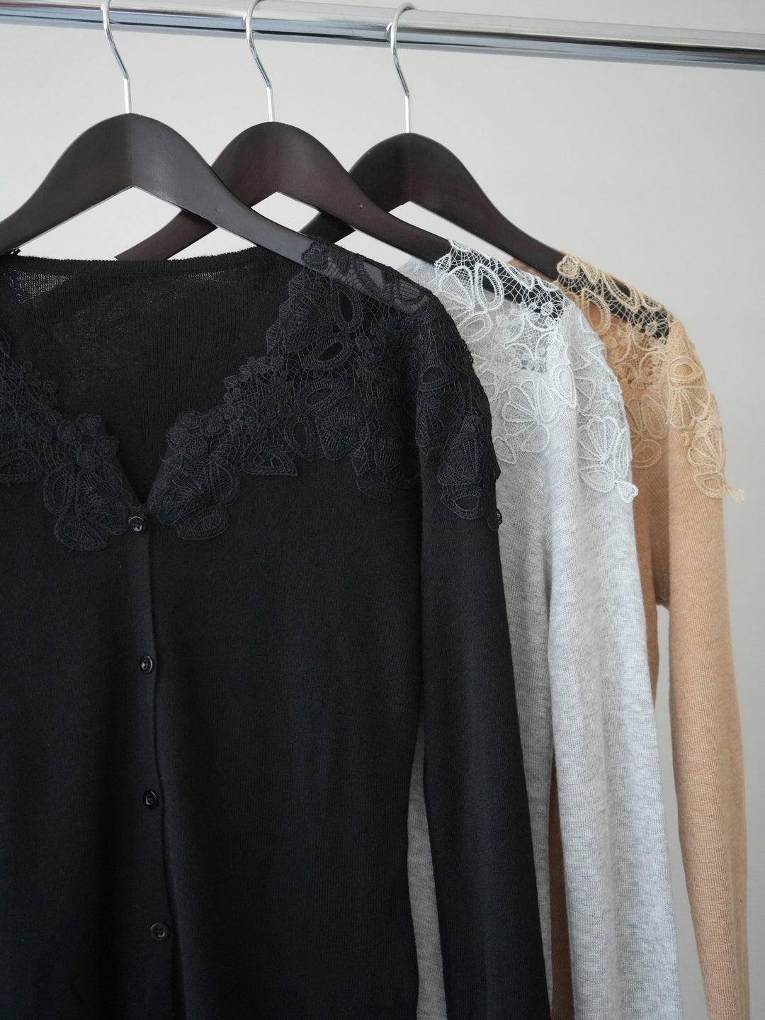 [SET]ショルダーレースニットカーディガン+ショルダーレースニットカーディガン(2set)