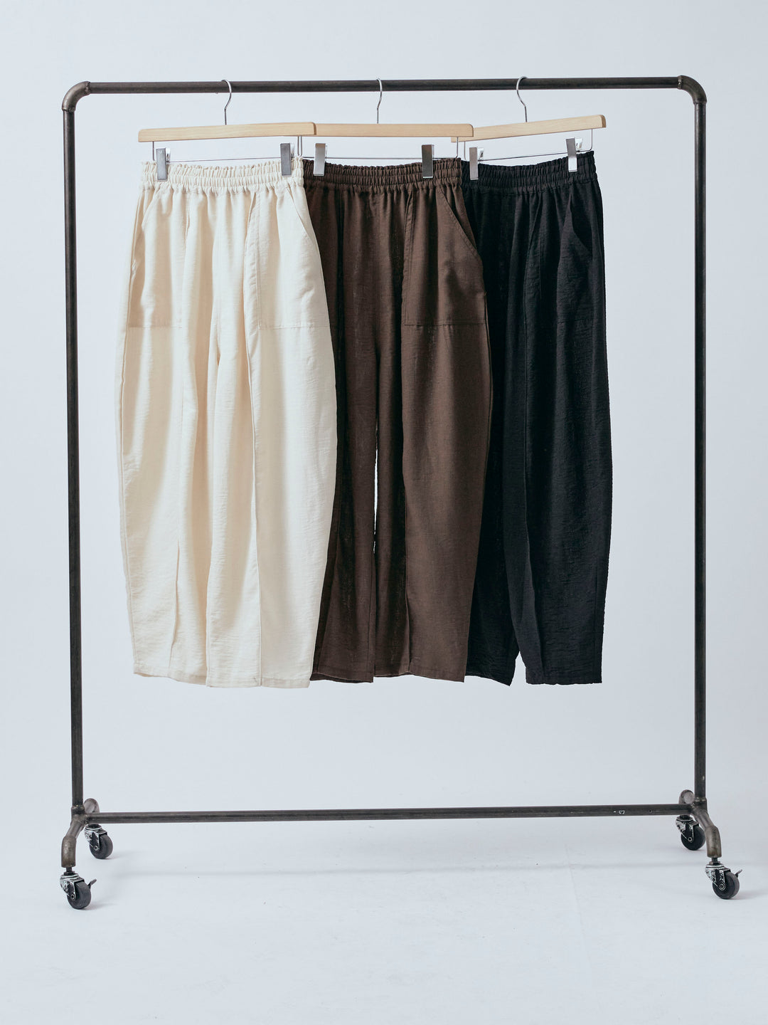 【Allure】[SET]シャイニースラブシアー開襟ハーフシャツ+リネンライクベイカーバルーンパンツ(2set)