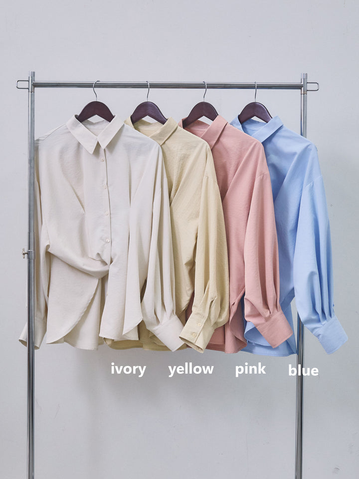 【Allure】[SET]合繊ウエストタックシャツ+杢調ライトストレートパンツ(2set)