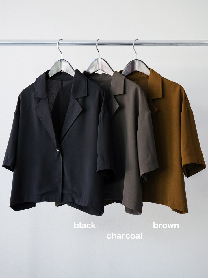 [SET]ハーフショートジャケット+フラワープリントチュールレイヤードパンツ(2set)