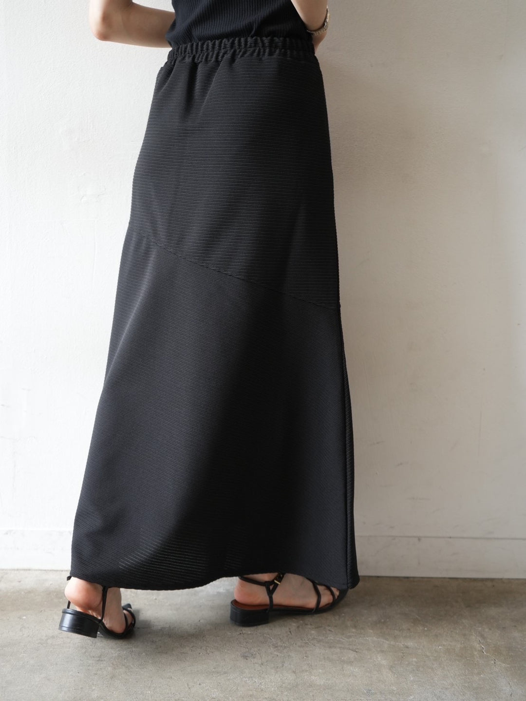 Stretch design flare skirt/black