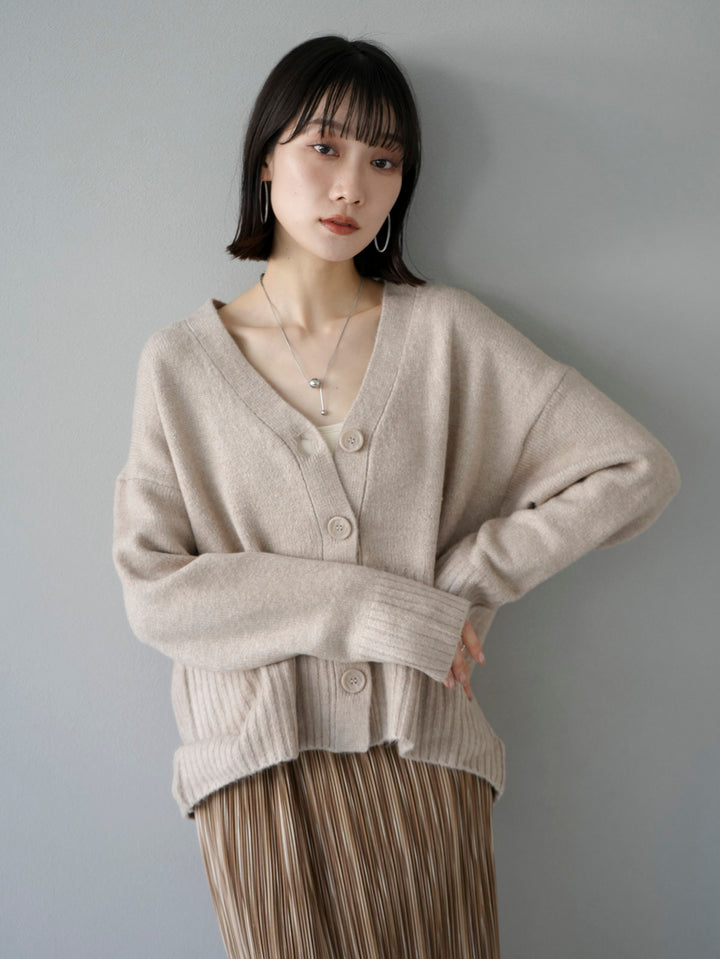[Pre-order] Loose design ribbed knit cardigan/beige