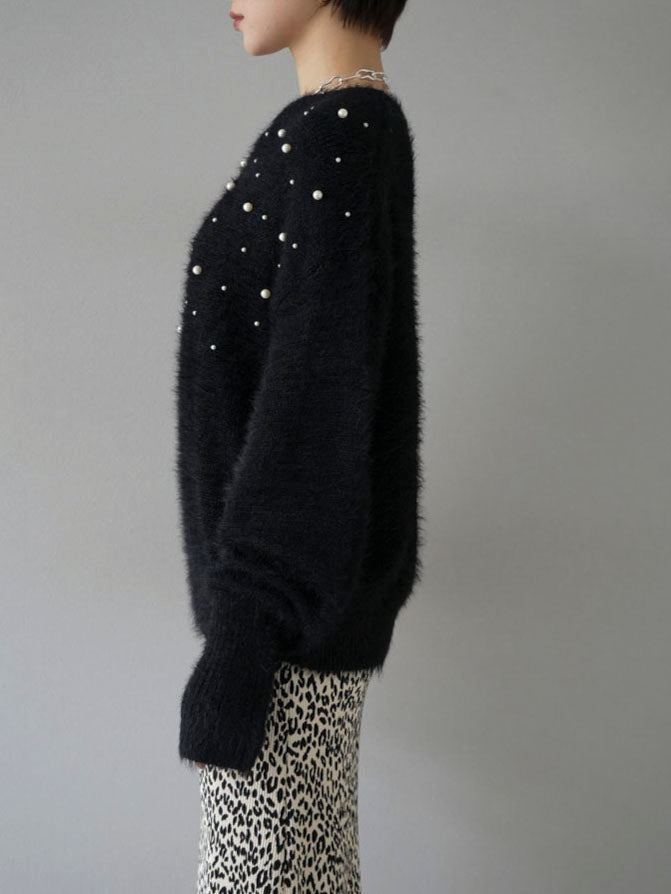 [Pre-order] Pearl Shaggy Knit Pullover/Black