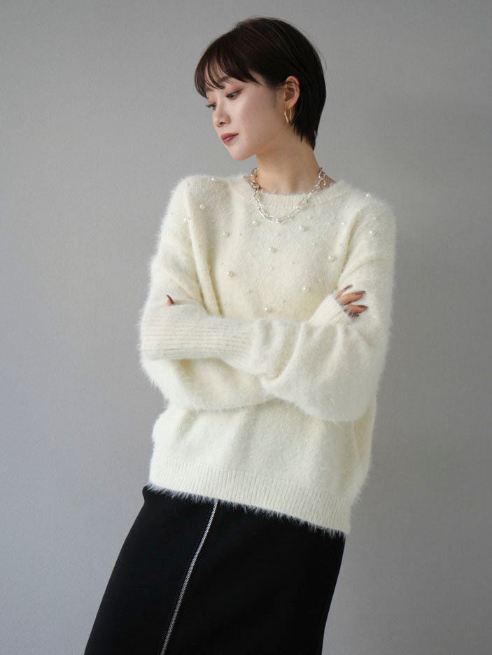 [Pre-order] Pearl Shaggy Knit Pullover/Off-White