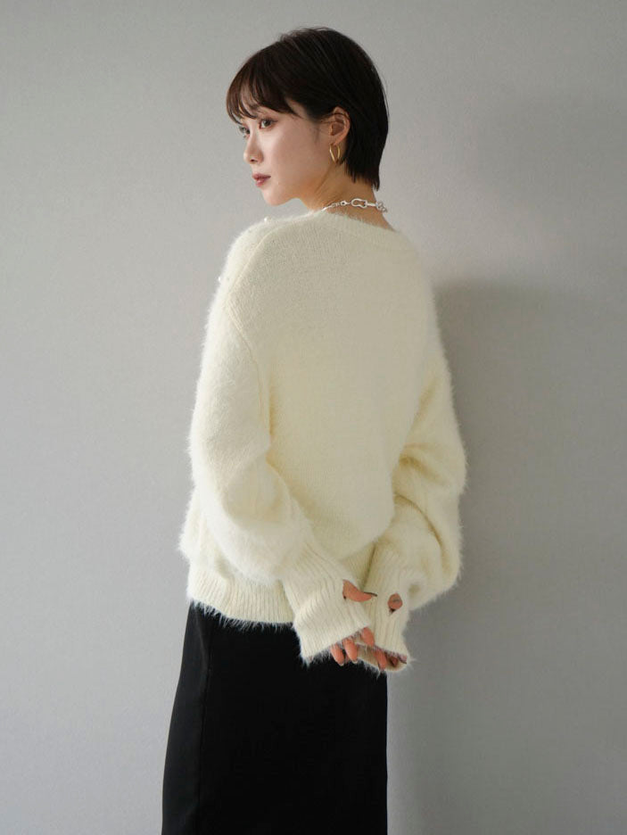 [Pre-order] Pearl Shaggy Knit Pullover/Off-White