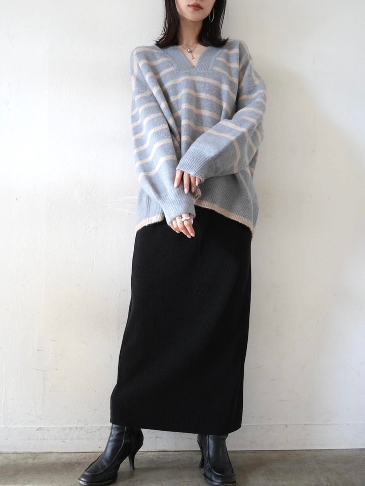 [予約]Iラインプリーツスカート/ブラック　　　