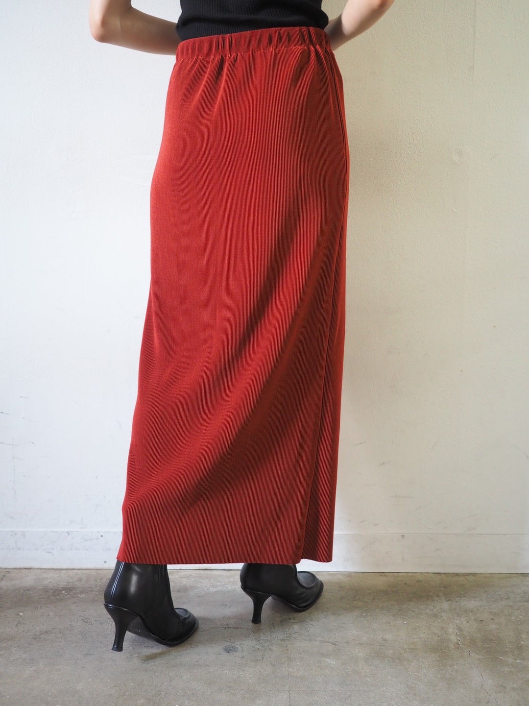 [Pre-order] I-line pleated skirt/dark red