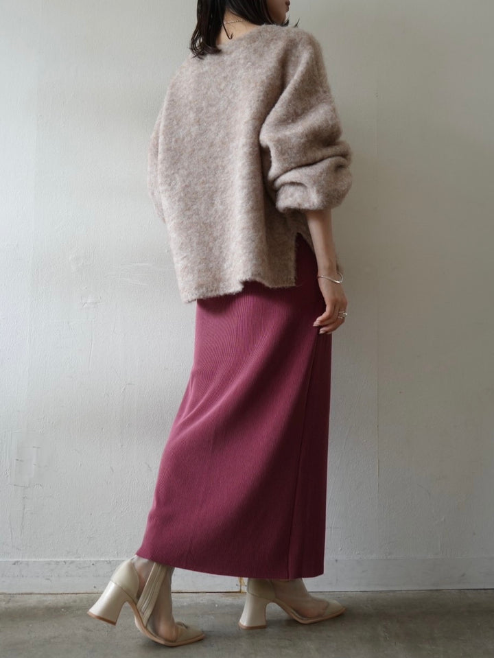 [Pre-order] I-line pleated skirt/dusty pink