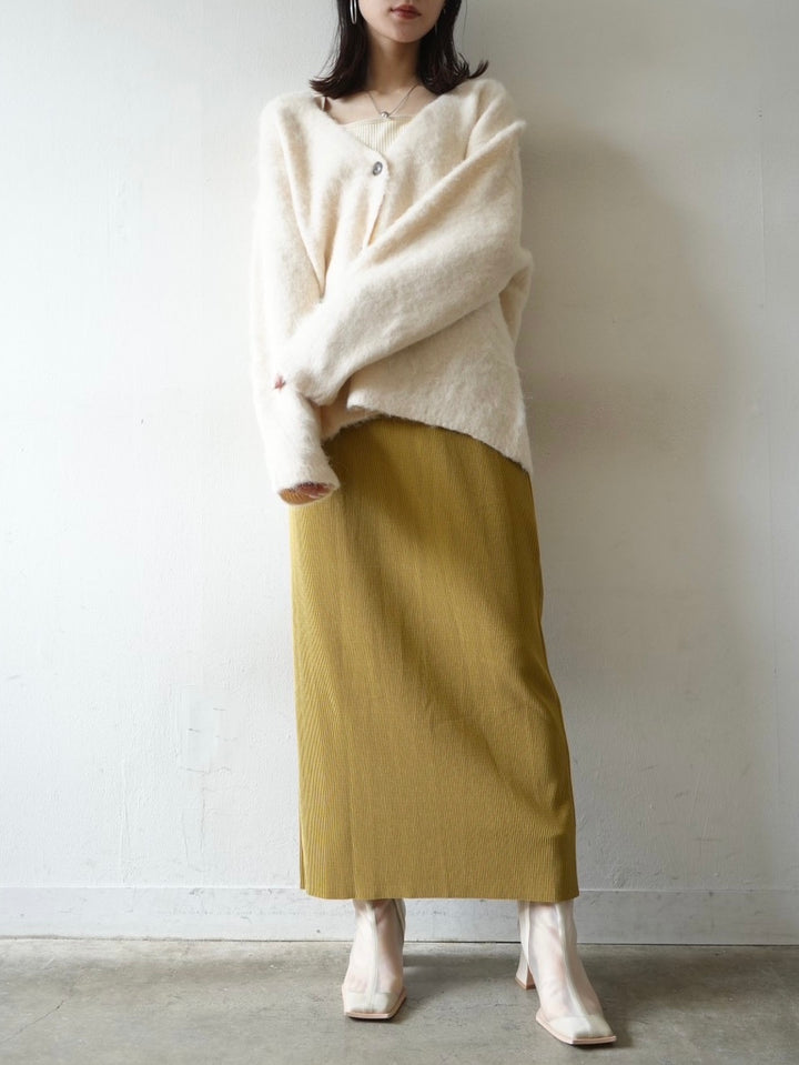 [Pre-order] I-line pleated skirt/mustard