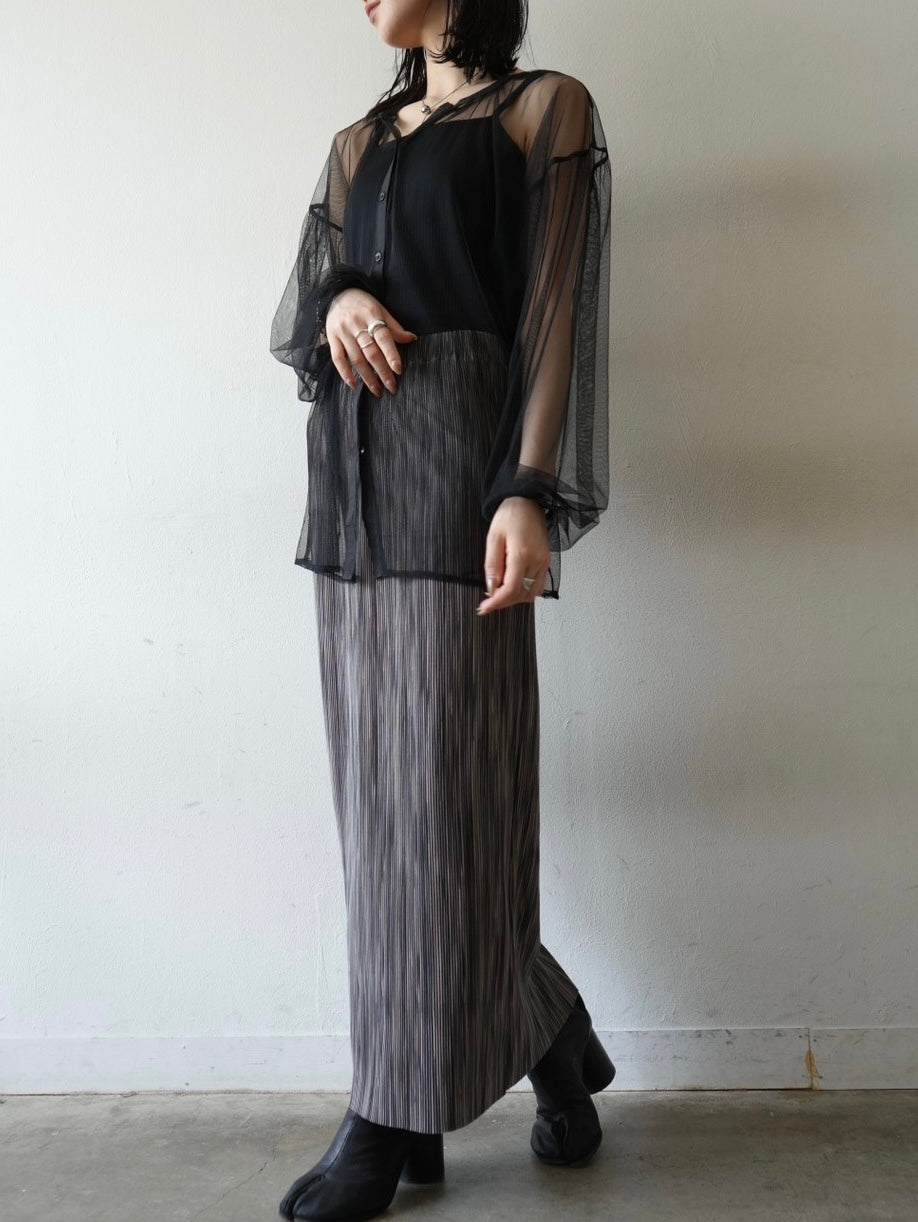 [Pre-order] Multi-color I-line pleated skirt/charcoal