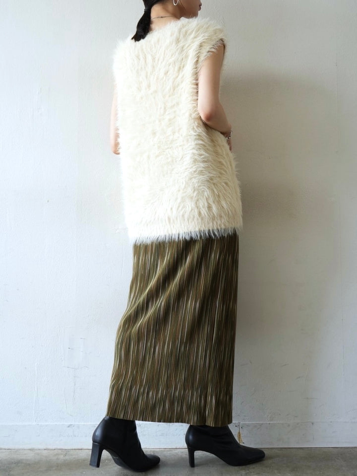 [Pre-order] Multi-color I-line pleated skirt/khaki