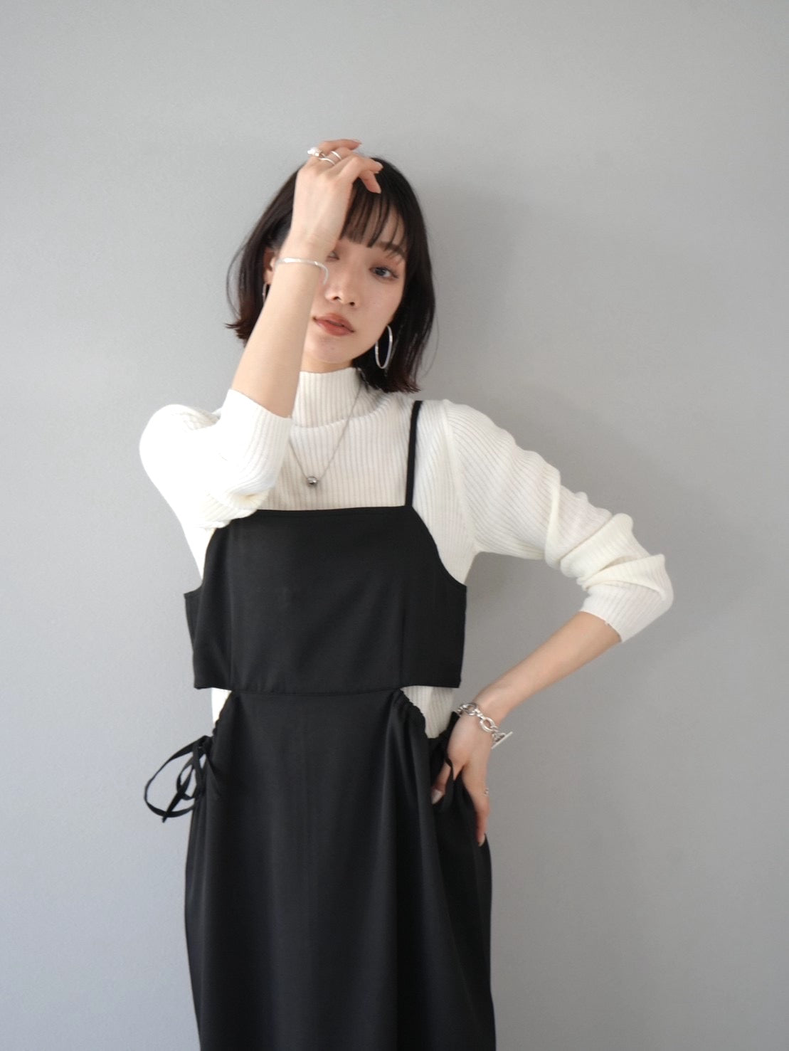 予約]プチネックリブニットトップス/オフ – Lumier