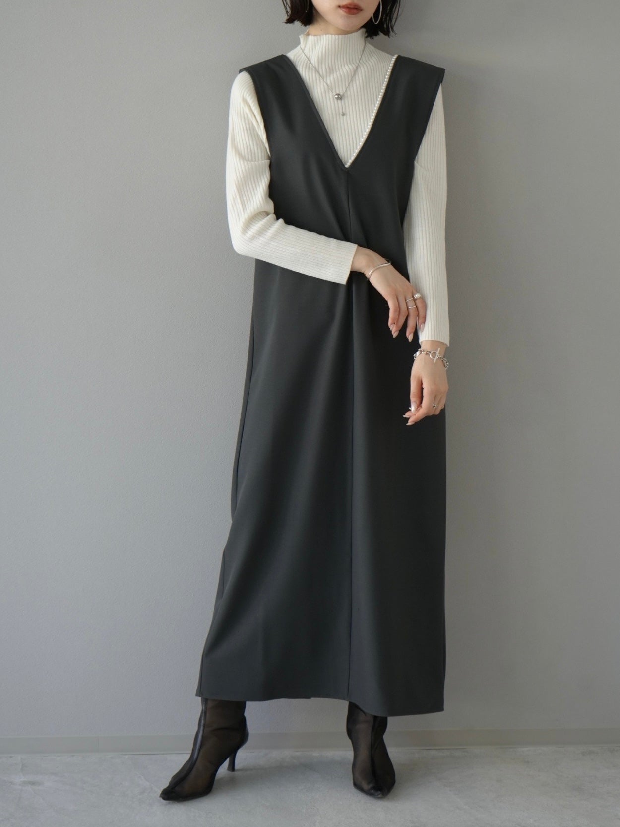 予約]プチネックリブニットトップス/オフ – Lumier