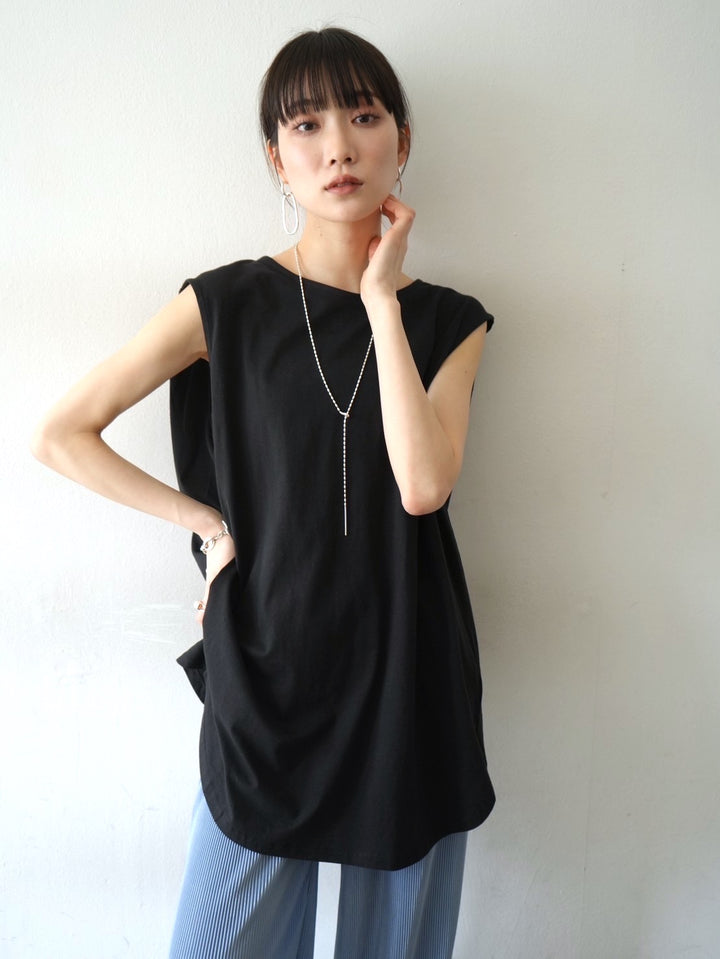 [Pre-order] Box Sleeve Round Hem Top/Black