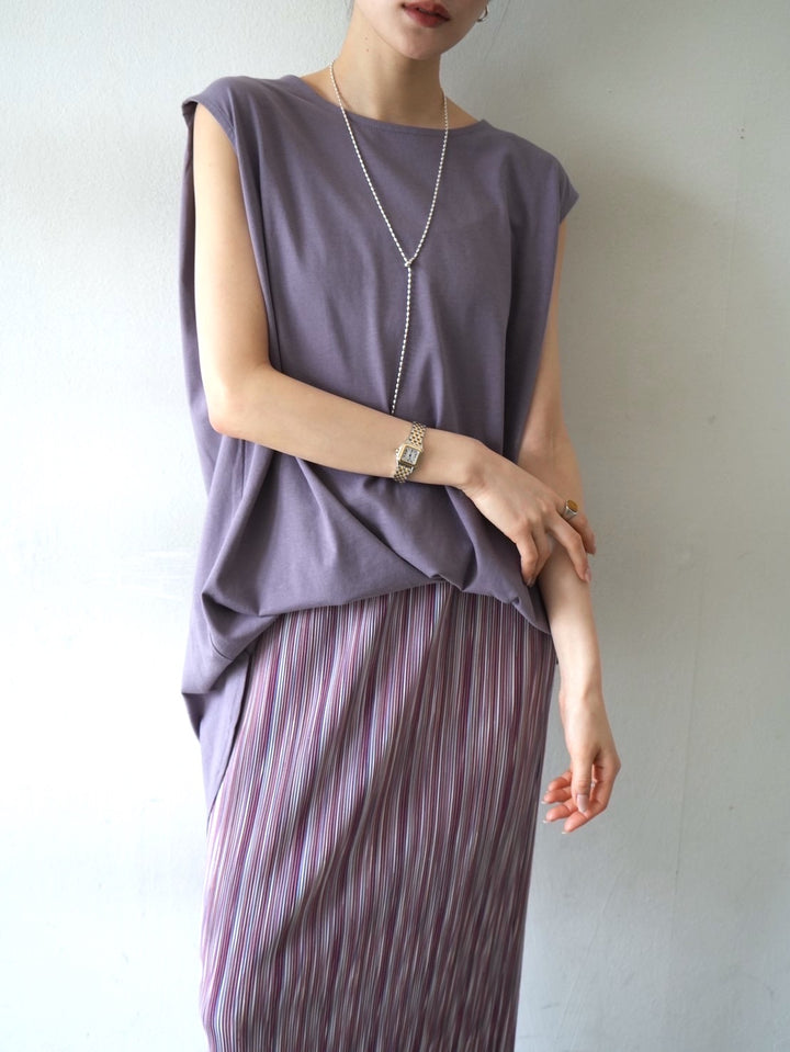 [Pre-order] Box Sleeve Round Hem Tops/Purple