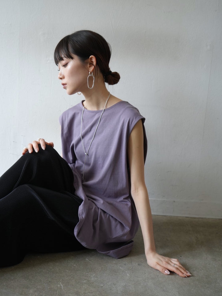 [Pre-order] Box Sleeve Round Hem Tops/Purple