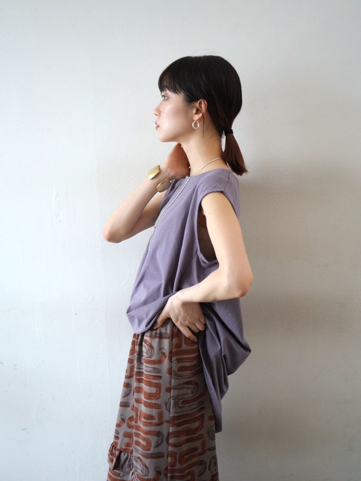 [Pre-order] Box Sleeve Round Hem Tops/Purple