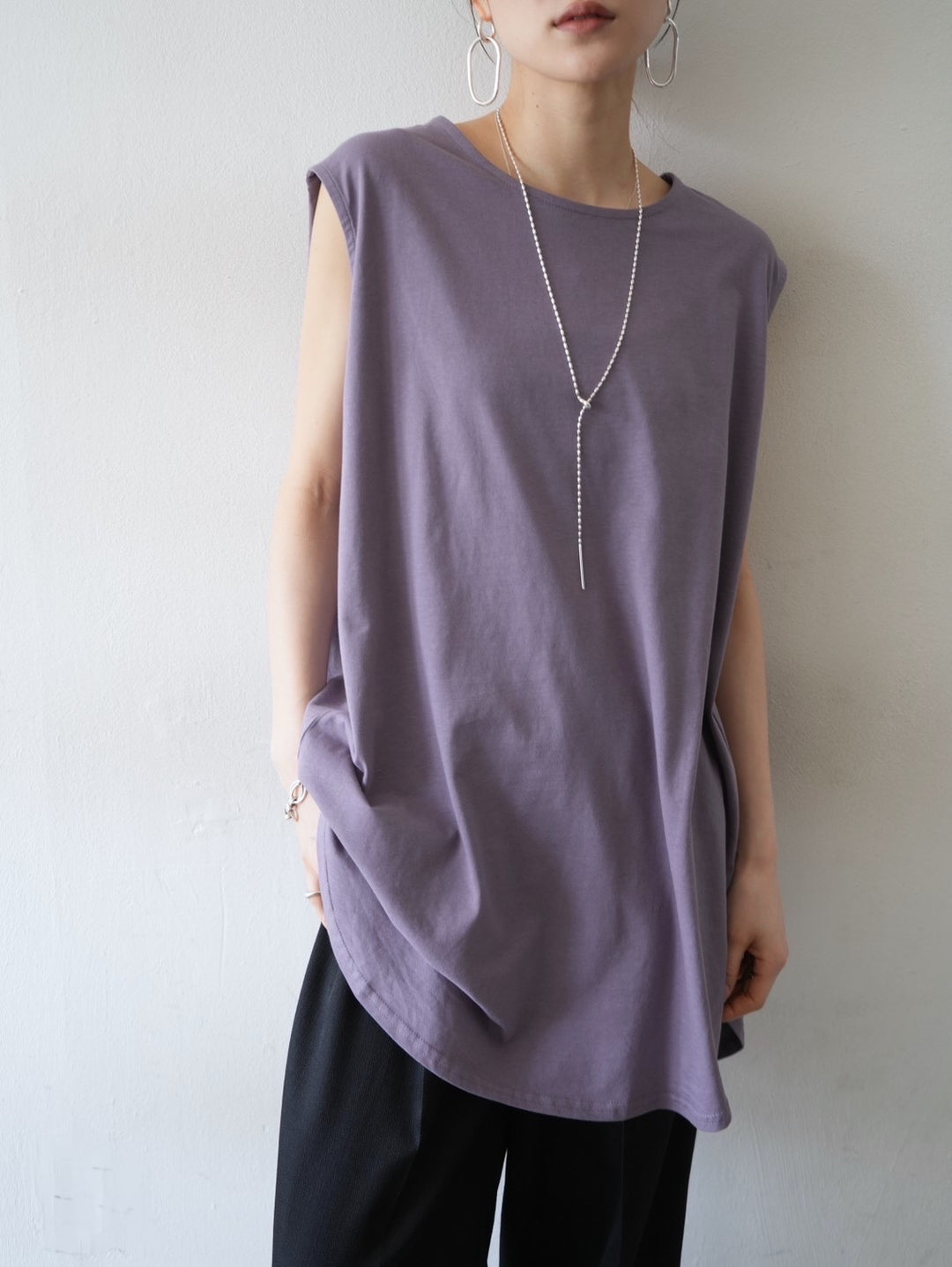 [Pre-order] Box Sleeve Round Hem Tops/Purple