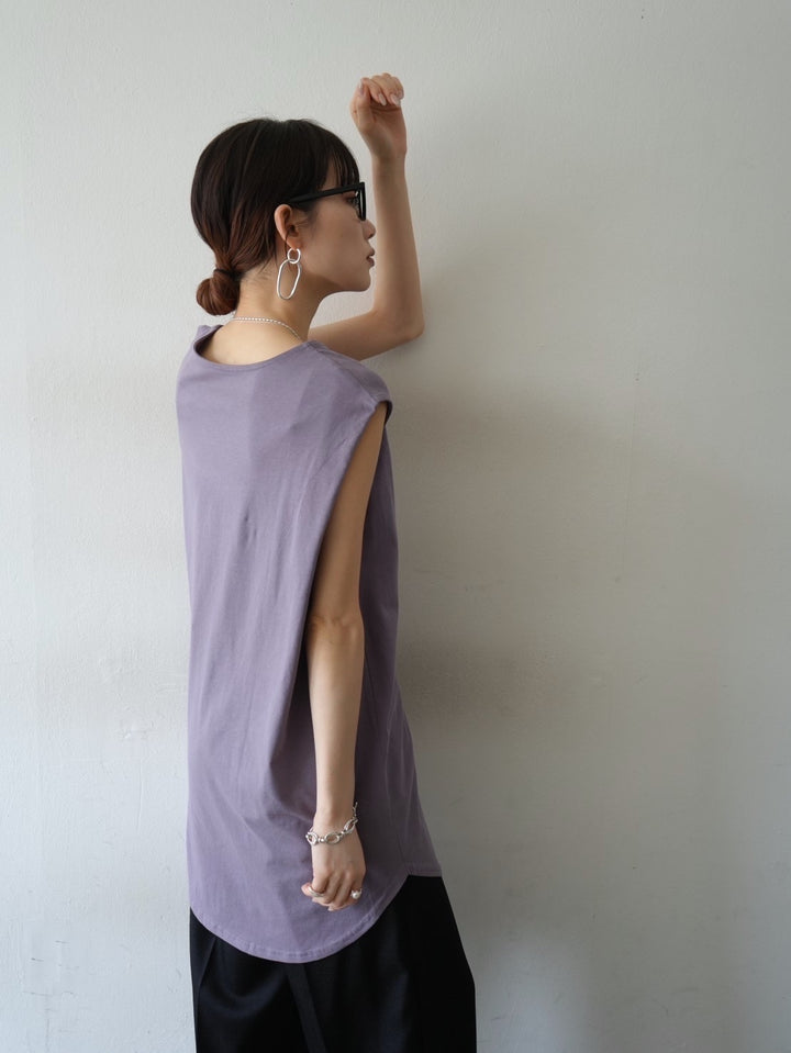 [Pre-order] Box Sleeve Round Hem Tops/Purple