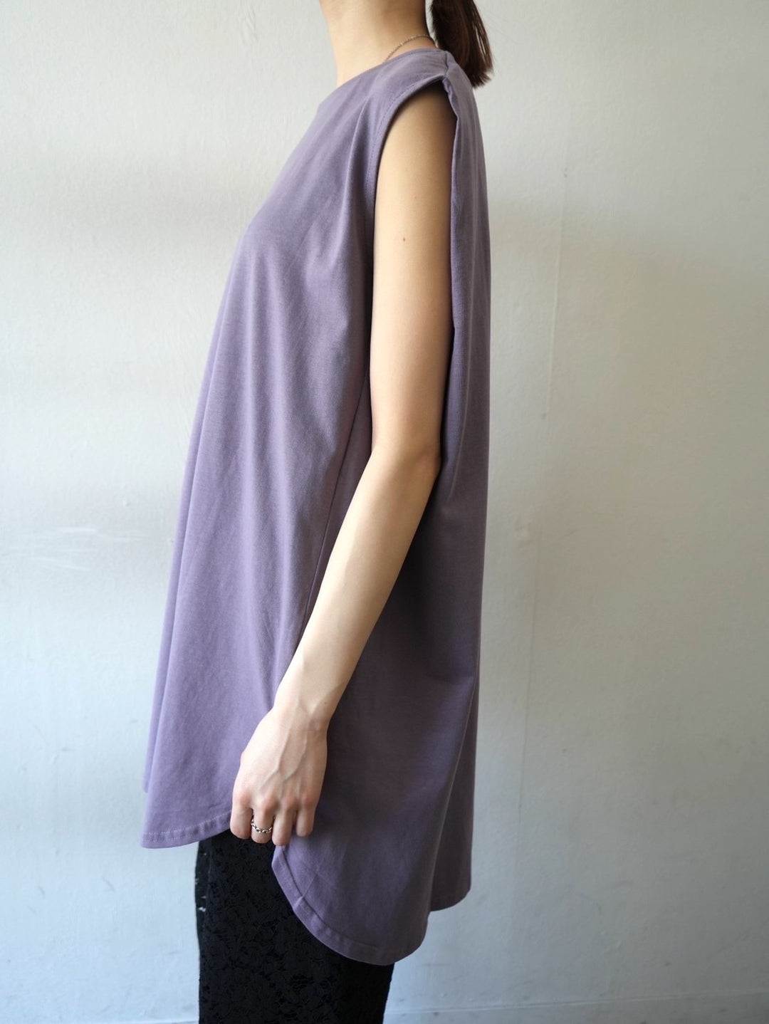 [Pre-order] Box Sleeve Round Hem Tops/Purple