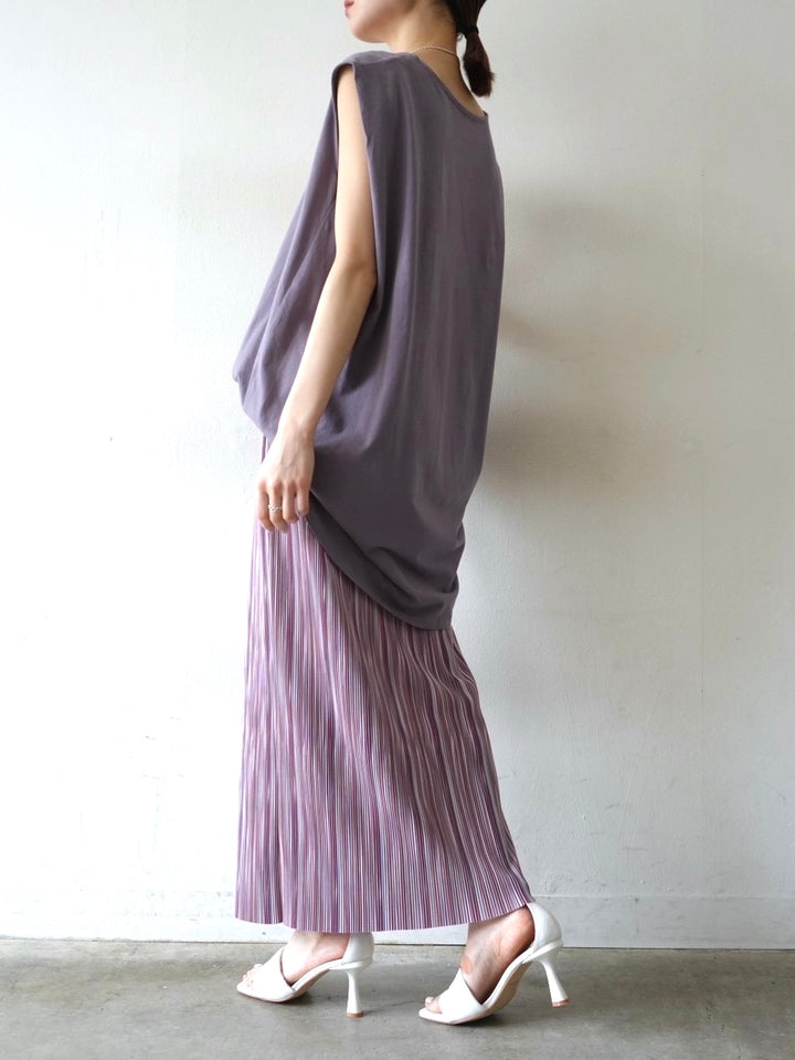 [Pre-order] Box Sleeve Round Hem Tops/Purple