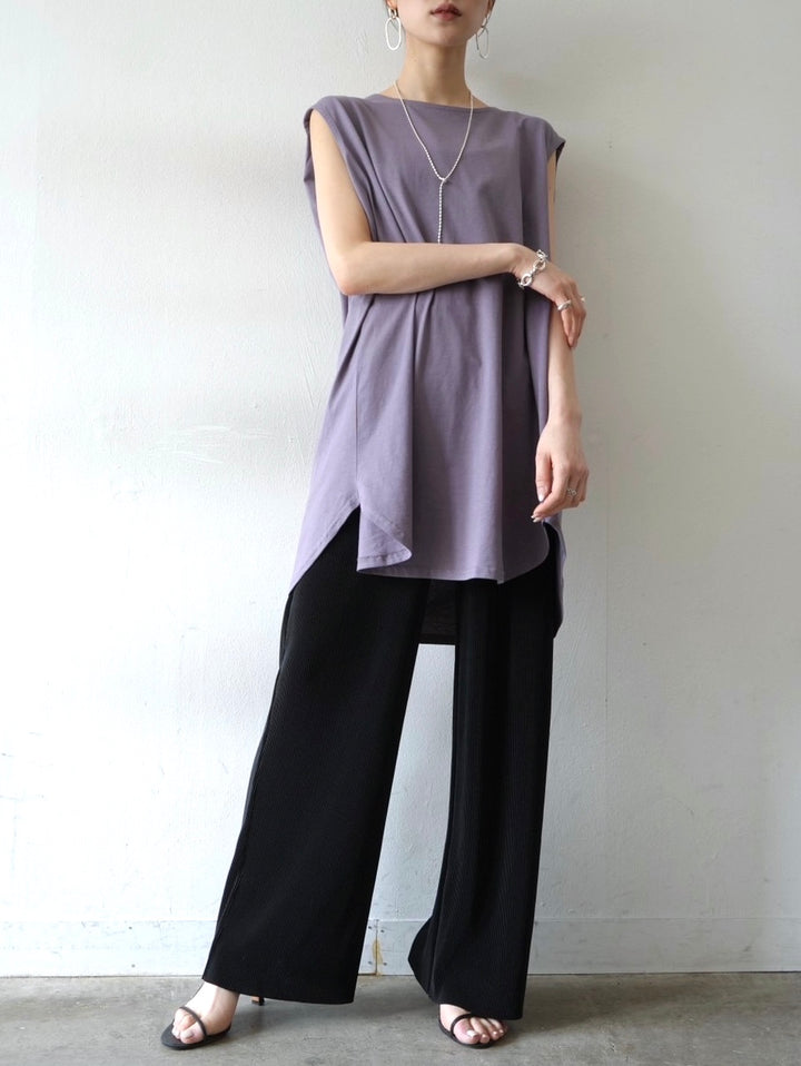 [Pre-order] Box Sleeve Round Hem Tops/Purple