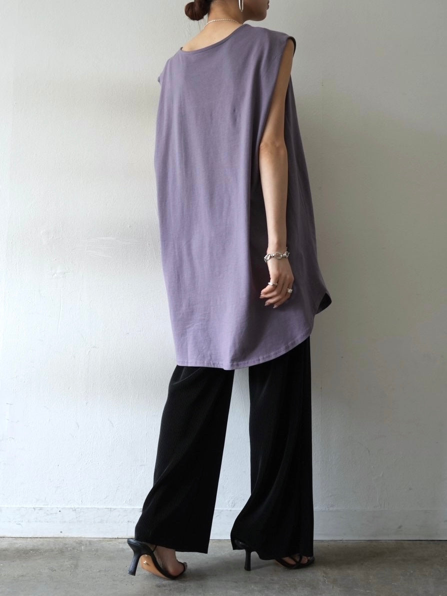 [Pre-order] Box Sleeve Round Hem Tops/Purple