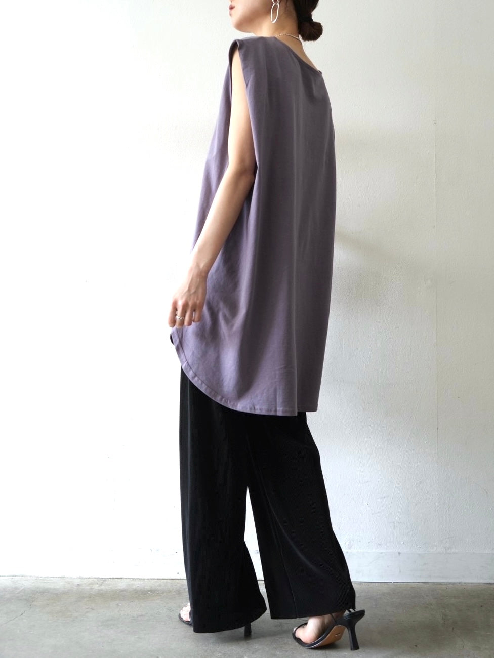 [Pre-order] Box Sleeve Round Hem Tops/Purple