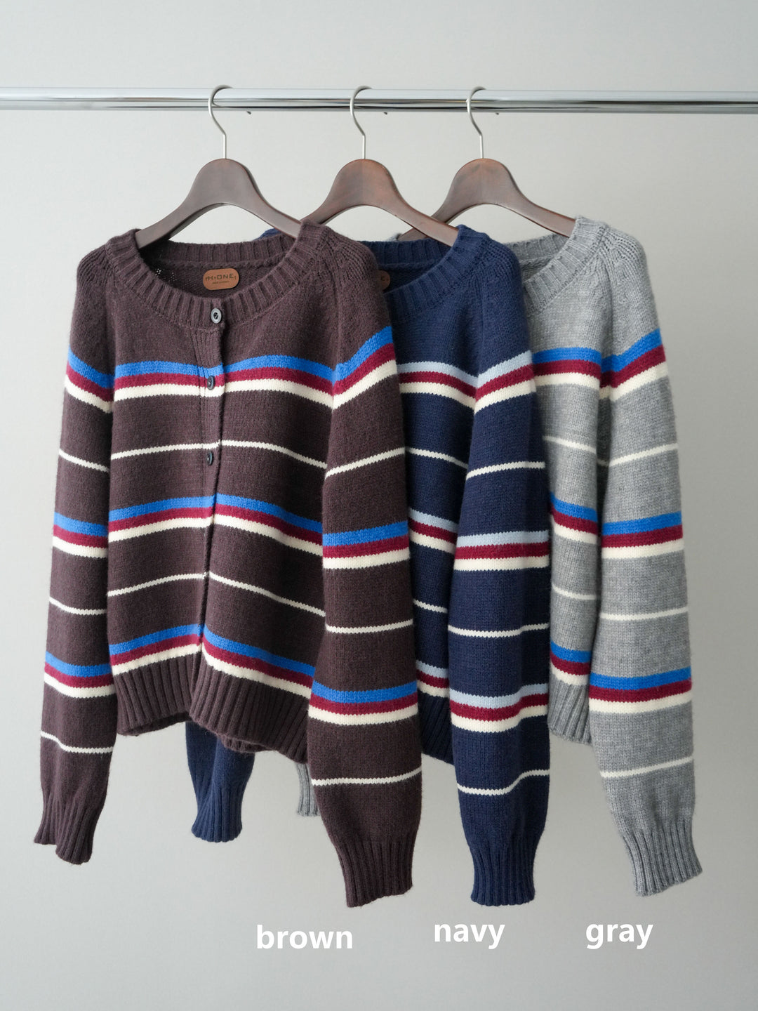 [SET]ランダムボーダーニットカーディガン+デザインステッチカーブデニムパンツ(2set)