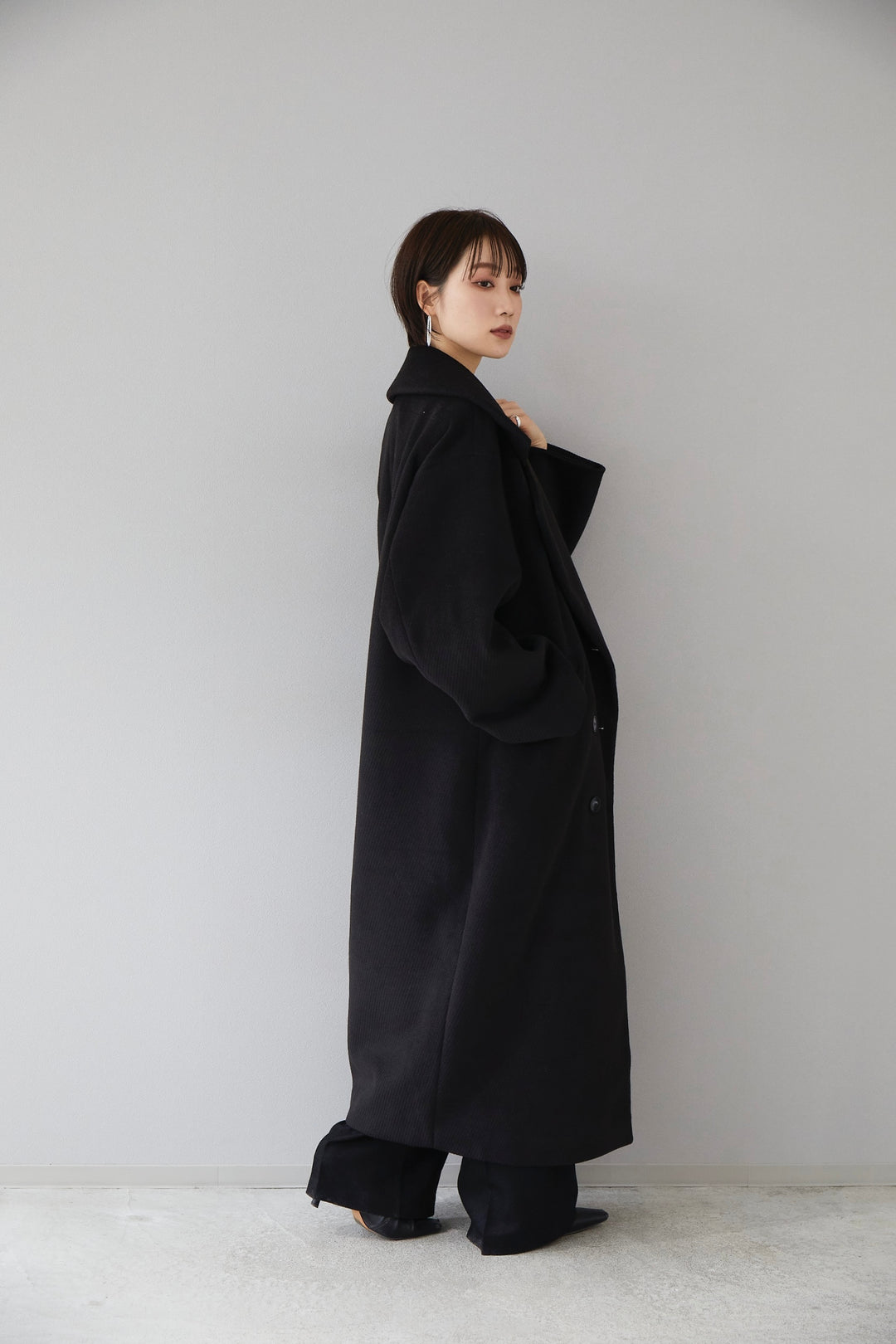 [予約]cocoon long coat / black