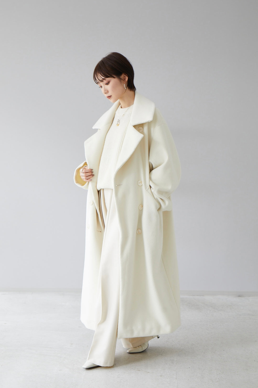 [予約]cocoon long coat / ivory