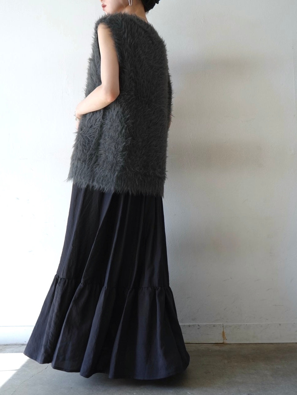 [Pre-order] Gathered Tiered Sleeveless Dress/Black