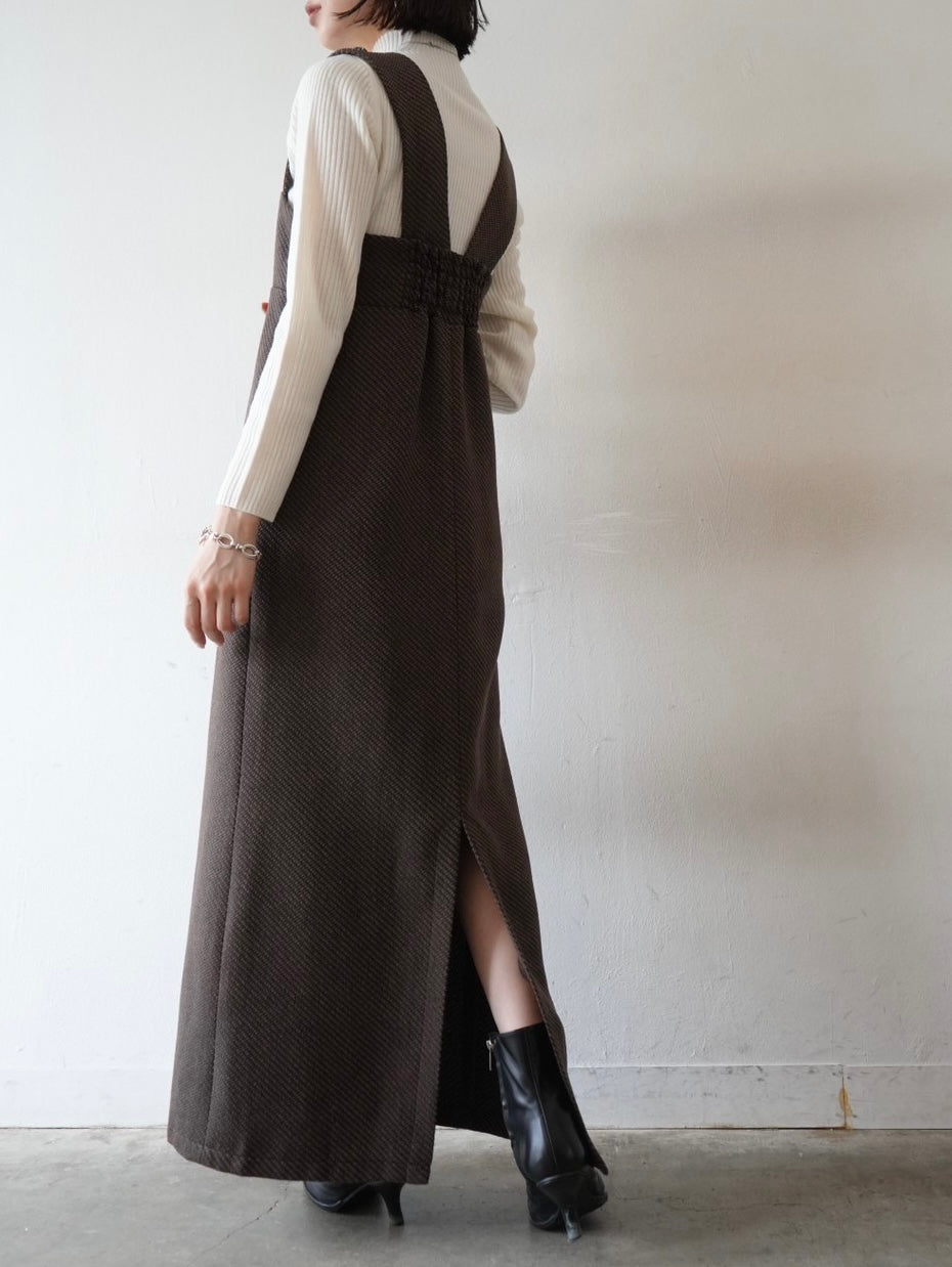 [Pre-order] I-line tweed jumper skirt/brown