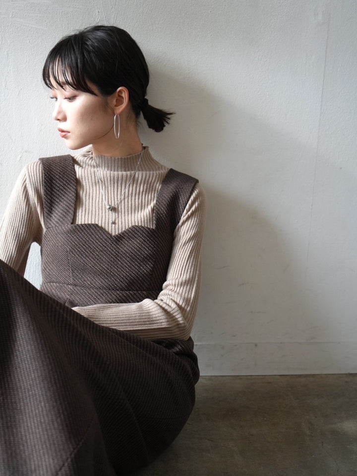 [Pre-order] I-line tweed jumper skirt/brown