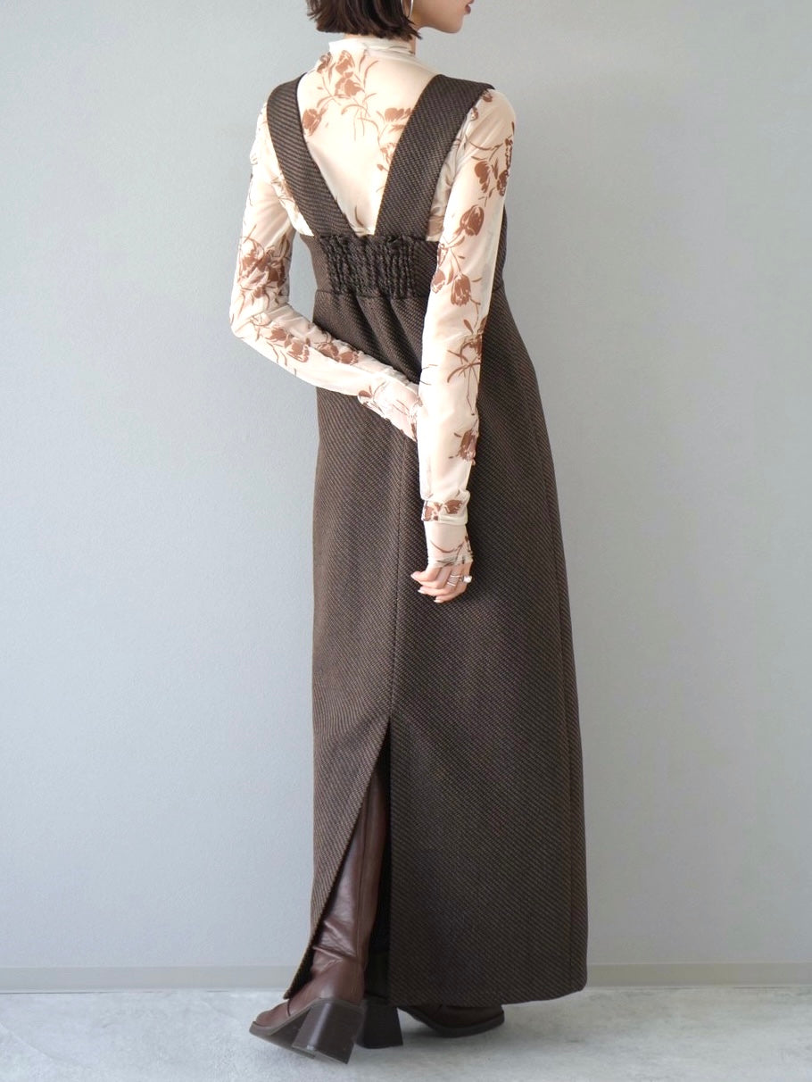 [Pre-order] I-line tweed jumper skirt/brown