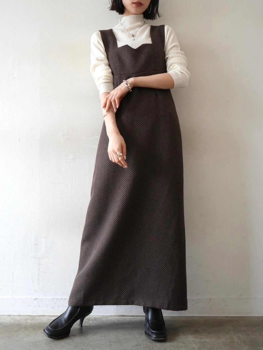 Pre-order] I-line tweed jumper skirt/brown – Lumier