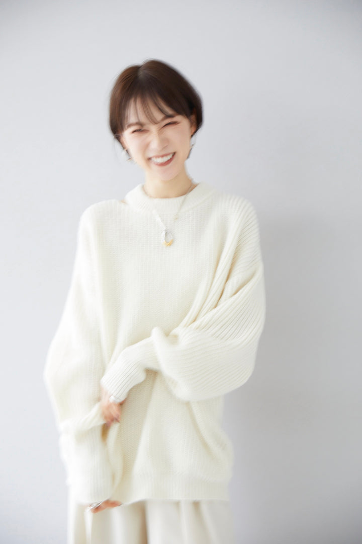 [Pre-order] cutting over knit pullover / ivory