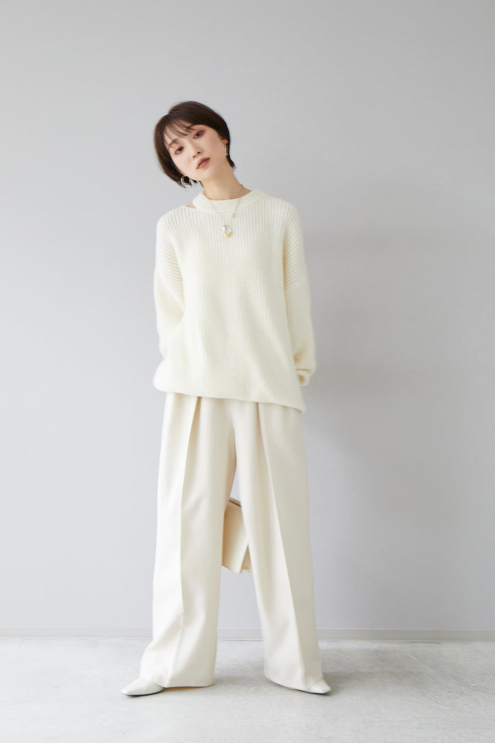 [Pre-order] cutting over knit pullover / ivory